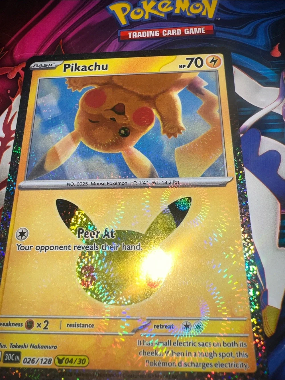 Pokemon Pikachu Holographic Yellow Gold Foil Trading Card